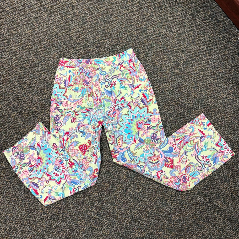 Harold's Colorful Paisley Print Straight Leg Pants Boho Festival Resort Wear - Picture 3 of 5